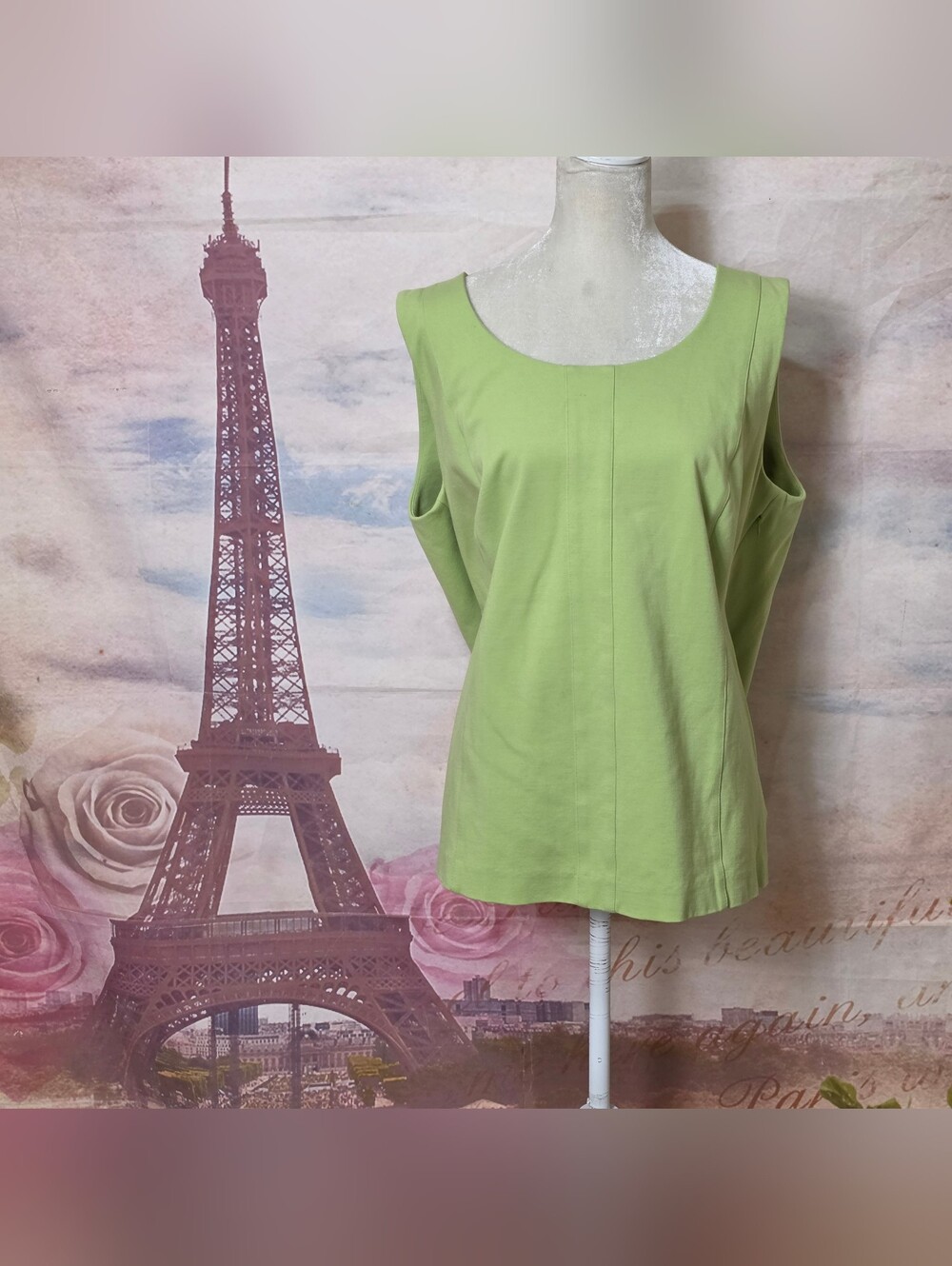 Doncaster Light Green Scoop Neck Sleeveless Shell Sz 16W